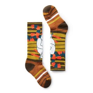 Kids' Wintersport Full Cushion Yeti Pattern Over The Calf Socks - Military Olive W23