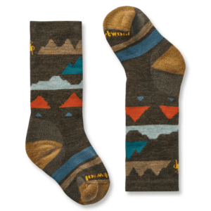 Kids' Wintersport Full Cushion Mountain Pattern Over The Calf Socks
